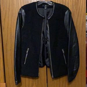 H&M Black leather and Sherpa jacket